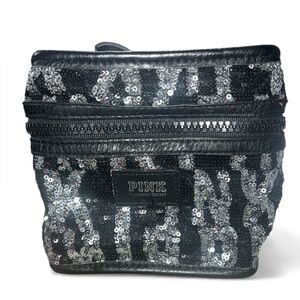 PINK Victoria's Secret Black and Silver Sequin Bag